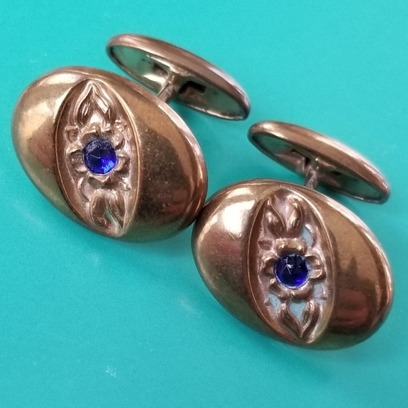 Vintage Other - Antique bean back cuff links gold tone Victorian